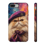Persian Cat Beret Portrait Tough Phone Case - Painterly