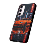 Orange Supra Phone Case, Neon City Night JDM Sports Car Tough Cover