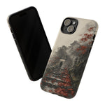 Autumn Temple Steps phone case | Japanese watercolor landscape cover