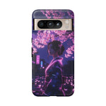 Cherry Blossom Neon Night Vaporwave Art Tough Phone Case