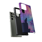 Silhouette Cat Moon Phone Case | Purple Pink Sky Vaporwave Cover