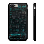 Teal S13 Silvia Phone Case, JDM Drift Infographic Spec Cover