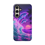 Neon Dolphin Ocean Vaporwave Art Tough Phone Case