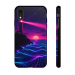 Neon Lighthouse Grid Ocean Art Tough Phone Case