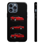C4 Corvette Art Phone Case Red, Three-View Vector Cover, Gift