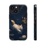 Turkish Van Swimming Cat Tough Case | Whimsical Night Pond, Lily Pads, Ducks