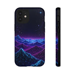 Retro Neon Mountains Phone Case | Vaporwave Galaxy Landscape