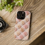 Silk Rose Phone Case, Blush Pink Floral Pattern Tough Cover, Gift