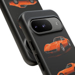C3 Corvette Art Phone Case Orange, Three-View Vector Cover, Gift