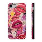 Pop Art Kiss Lip Pattern Phone Case | Bold Lightning Star Collage