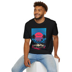 1994 Supra MK4 Cyan Magenta Retrowave Beach Sunset T-Shirt JDM Fan Gift