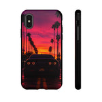 Matte Black Challenger Sunset Tough Phone Case - Palm Silhouette