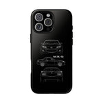 MX-5 Roadster Blueprint Miata Phone Case Featuring Front Side and Rear Views