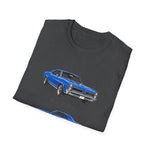 Blue 1966 GTO Muscle Car Trio Illustration T-Shirt | Classic Auto Shirt