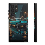 Vintage Teal 1957 Bel Air Classic Car Tough Case | Retro Rainy City Phone Cover