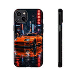 Orange Supra Phone Case, Neon City Night JDM Sports Car Tough Cover