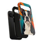 Boston Terrier Pop-Art Portrait Tough Phone Case - Teal Orange