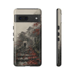 Autumn Temple Steps phone case | Japanese watercolor landscape cover