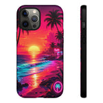Neon Sunset Beach Radiant Vaporwave Phone Case – Tropical Aesthetic
