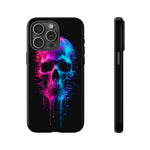 Neon Glitch Skull Phone Case, Dripping Paint Scanline Cover
