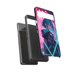 Anime Girl Phone Case Teal, Neon Kanji Calm Gradient Tough Cover