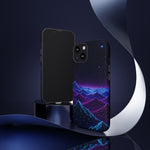 Retro Neon Mountains Phone Case | Vaporwave Galaxy Landscape
