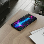 Neon Waterfall Jungle Night Vaporwave Art Tough Phone Case