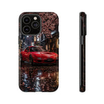 Red FD RX-7 Blossom Alley Tough Phone Case - Rain-Slicked Night