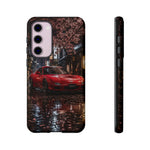 Red FD RX-7 Blossom Alley Tough Phone Case - Rain-Slicked Night