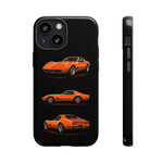 C3 Corvette Art Phone Case Orange, Three-View Vector Cover, Gift