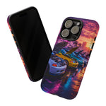 Sunset Car Meet Civic Phone Case | Sports Cars, Palm Trees, Neon Beach Scene