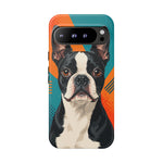 Boston Terrier Pop-Art Portrait Tough Phone Case - Teal Orange