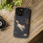 Turkish Van Swimming Cat Tough Case | Whimsical Night Pond, Lily Pads, Ducks