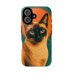 Siamese Cat Retro Halftone Portrait Case - Orange Teal Print