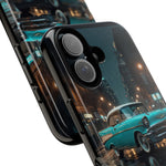 Vintage Teal 1957 Bel Air Classic Car Tough Case | Retro Rainy City Phone Cover