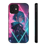Anime Girl Phone Case Teal, Neon Kanji Calm Gradient Tough Cover