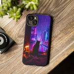 Lo-Fi Cat Neon Rain Window Vaporwave Art Tough Phone Case