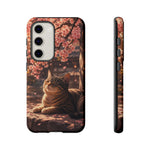 Cherry Blossom Cat Phone Case, Painterly Spring Art Cover