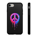 Glitch Peace Sign Phone Case, RGB Melt Digital Art Tough Cover, Gift