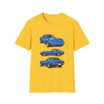 Blue 1973 Corvette Illustration T-Shirt | Classic Sports Car Trio