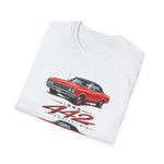 1965 Olds 442 Muscle Car T-Shirt | Classic Red Illustration