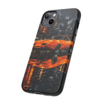 Orange Daytona Phone Case, Rainy City Night Muscle Car Tough Cover