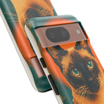 Siamese Cat Retro Halftone Portrait Case - Orange Teal Print