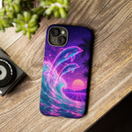 Neon Dolphin Ocean Vaporwave Art Tough Phone Case