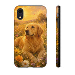 Golden Retriever Phone Case Flower Field Tough Cover Gift Art