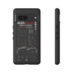 R35 GTR Infographic Phone Case, Black Spec Sheet Tough Cover