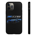 Blue C7 Z06 Sports Car Tough Phone Case Track Style Cover Gift