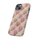 Silk Rose Phone Case, Blush Pink Floral Pattern Tough Cover, Gift