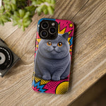 British Shorthair Round Pop Art Tough Phone Case