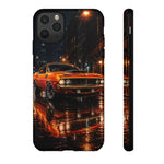 Orange Cuda Phone Case, Rainy City Night Muscle Car Tough Cover